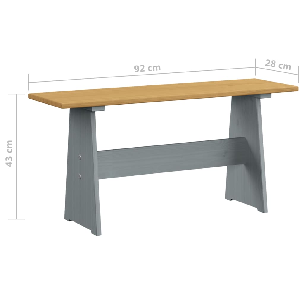 Esstisch mit Bank Honigbraun und Grau Massivholz Kiefer