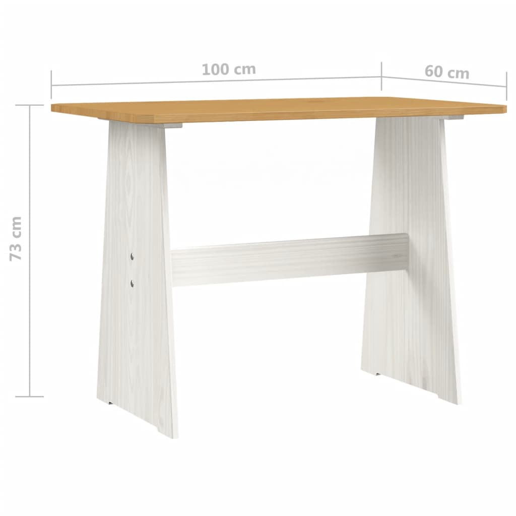 Esstisch mit Bank Honigbraun und Weiß Massivholz Kiefer
