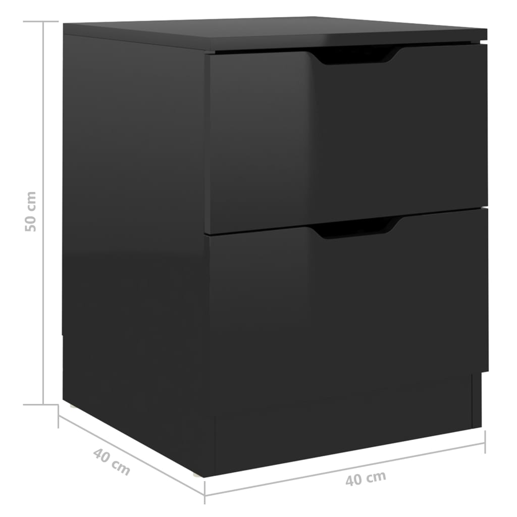 Nachttisch Hochglanz-Schwarz 40x40x50 cm Spanplatte