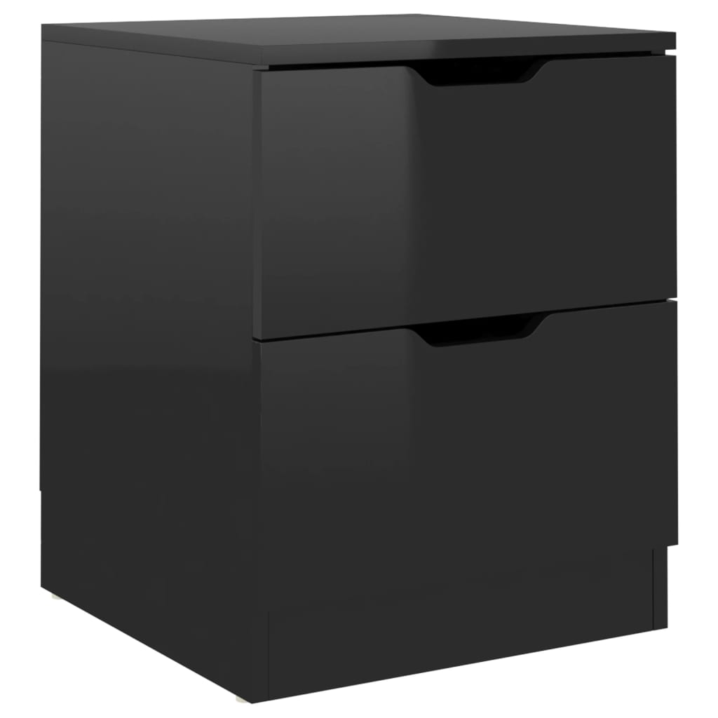 Nachttische 2 Stk. Hochglanz-Schwarz 40x40x50 cm Spanplatte