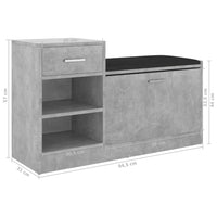 Thumbnail for Schuhbank Betongrau 94,5x31x57 cm Holzwerkstoff