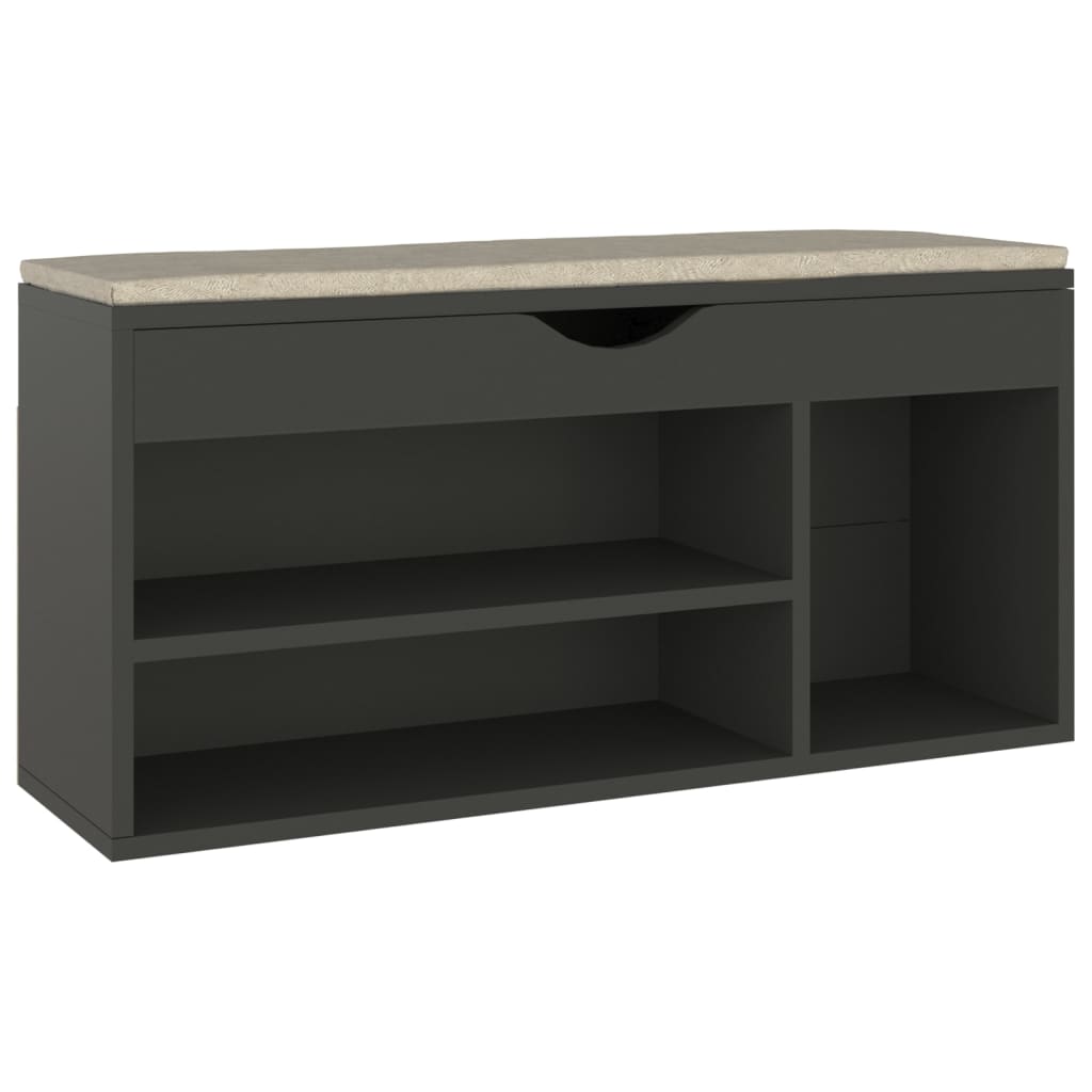 Schuhbank mit Kissen Grau 104x30x49 cm Spanplatte