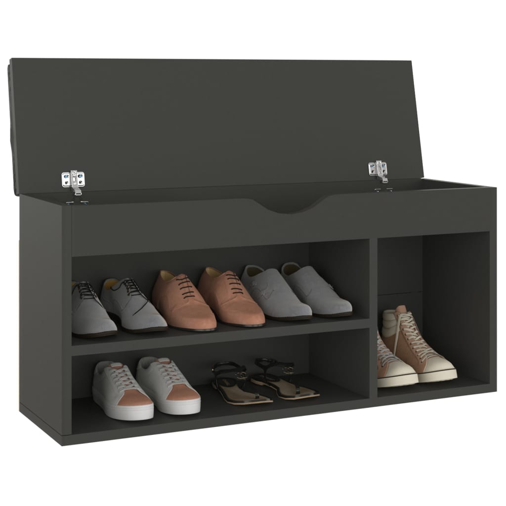 Schuhbank mit Kissen Grau 104x30x49 cm Spanplatte
