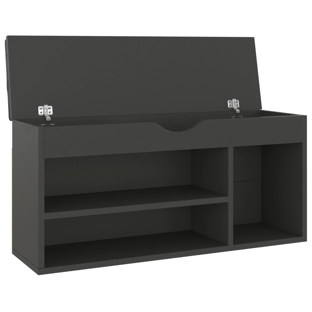 Schuhbank mit Kissen Grau 104x30x49 cm Spanplatte