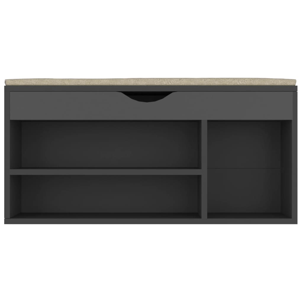 Schuhbank mit Kissen Grau 104x30x49 cm Spanplatte