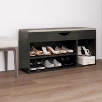 Thumbnail for Schuhbank mit Kissen Grau 104x30x49 cm Spanplatte
