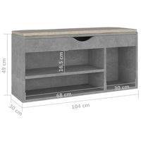 Thumbnail for Schuhbank mit Kissen Betongrau 104x30x49 cm Holzwerkstoff