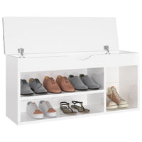 Thumbnail for Schuhbank mit Kissen Hochglanz-Weiß 104x30x49 cm Spanplatte