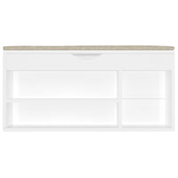 Thumbnail for Schuhbank mit Kissen Hochglanz-Weiß 104x30x49 cm Spanplatte