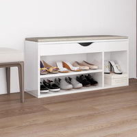 Thumbnail for Schuhbank mit Kissen Hochglanz-Weiß 104x30x49 cm Spanplatte
