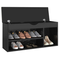 Thumbnail for Schuhbank mit Kissen Hochglanz-Schwarz 104x30x49 cm Spanplatte