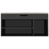Thumbnail for Schuhbank mit Kissen Hochglanz-Schwarz 104x30x49 cm Spanplatte