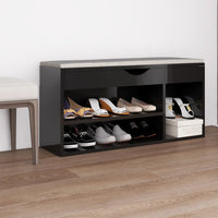 Thumbnail for Schuhbank mit Kissen Hochglanz-Schwarz 104x30x49 cm Spanplatte