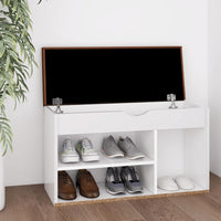 Thumbnail for Schuhbank mit Kissen Weiß 80x30x47 cm Spanplatte