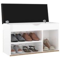 Thumbnail for Schuhbank mit Kissen Hochglanz-Weiß 80x30x47 cm Spanplatte