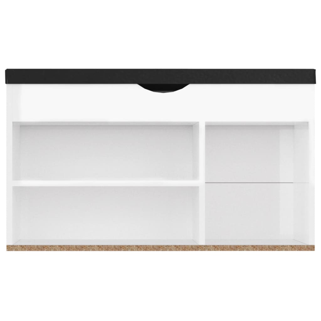 Schuhbank mit Kissen Hochglanz-Weiß 80x30x47 cm Spanplatte