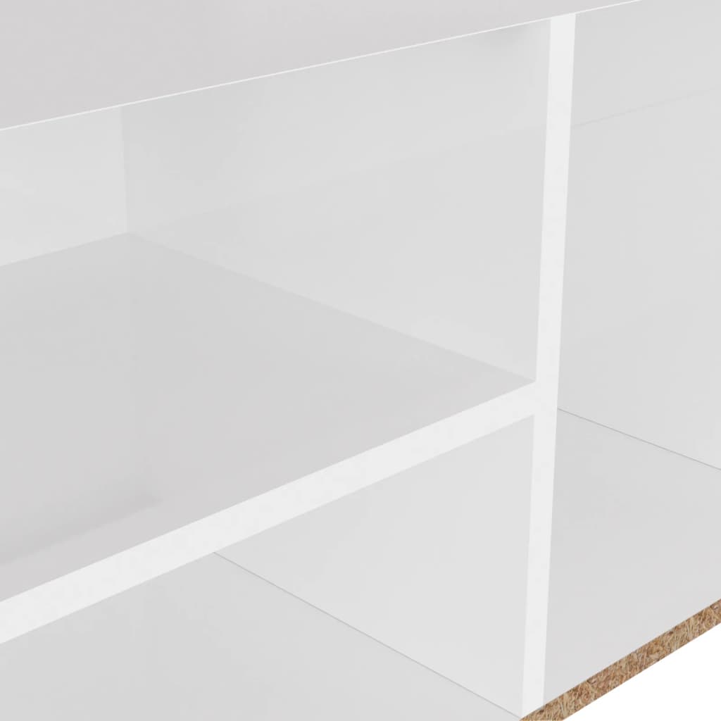 Schuhbank mit Kissen Hochglanz-Weiß 80x30x47 cm Spanplatte