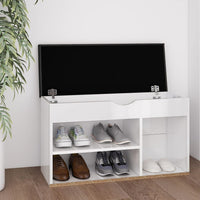 Thumbnail for Schuhbank mit Kissen Hochglanz-Weiß 80x30x47 cm Spanplatte