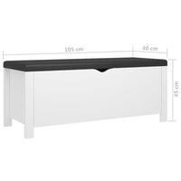 Thumbnail for Sitzbank mit Stauraum und Kissen Weiß 105x40x45cm Holzwerkstoff
