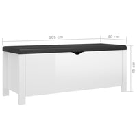 Thumbnail for Sitzbank mit Stauraum und Kissen Hochglanz-Weiß 105x40x45cm