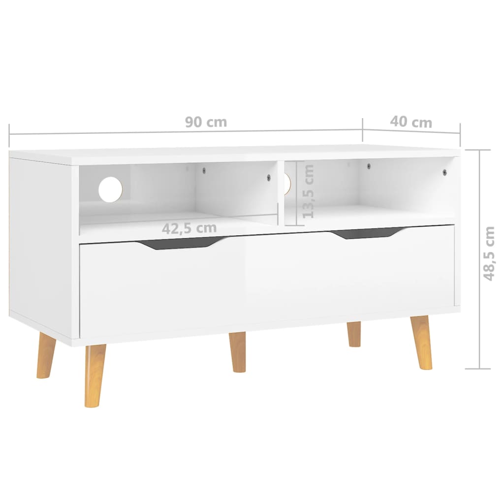 TV-Schrank Hochglanz-Weiß 90x40x48,5 cm Spanplatte