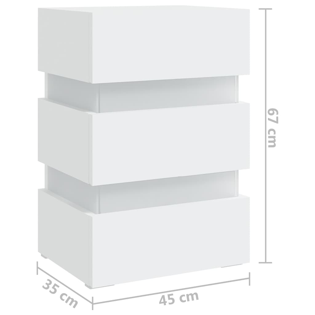 LED-Nachttisch Weiß 45x35x67 cm Holzwerkstoff