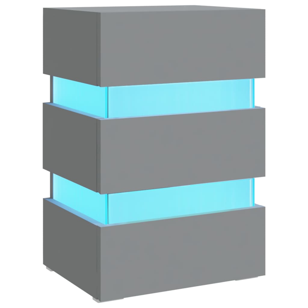 LED-Nachttisch Grau 45x35x67 cm Holzwerkstoff