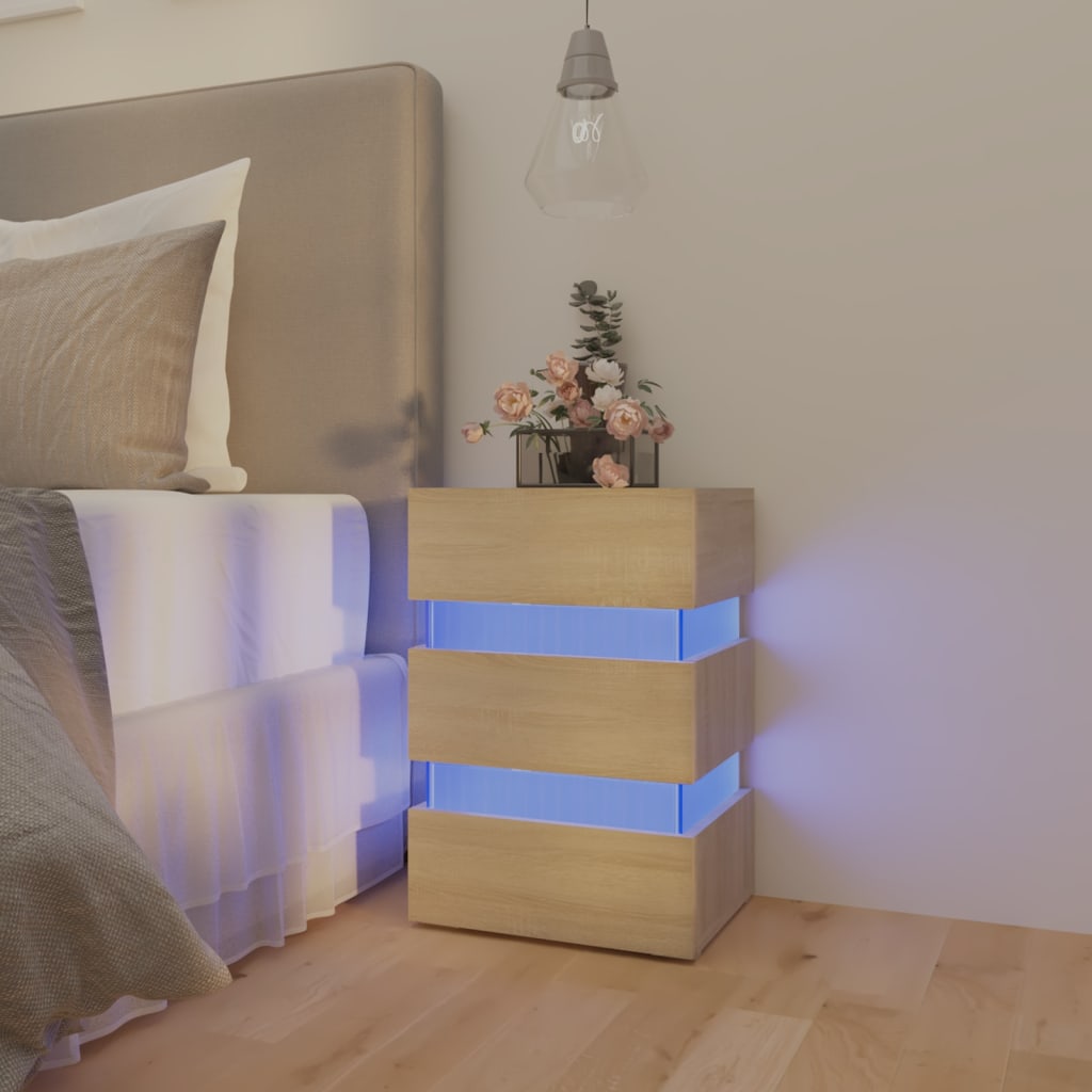 LED-Nachttisch Sonoma-Eiche 45x35x67 cm Holzwerkstoff