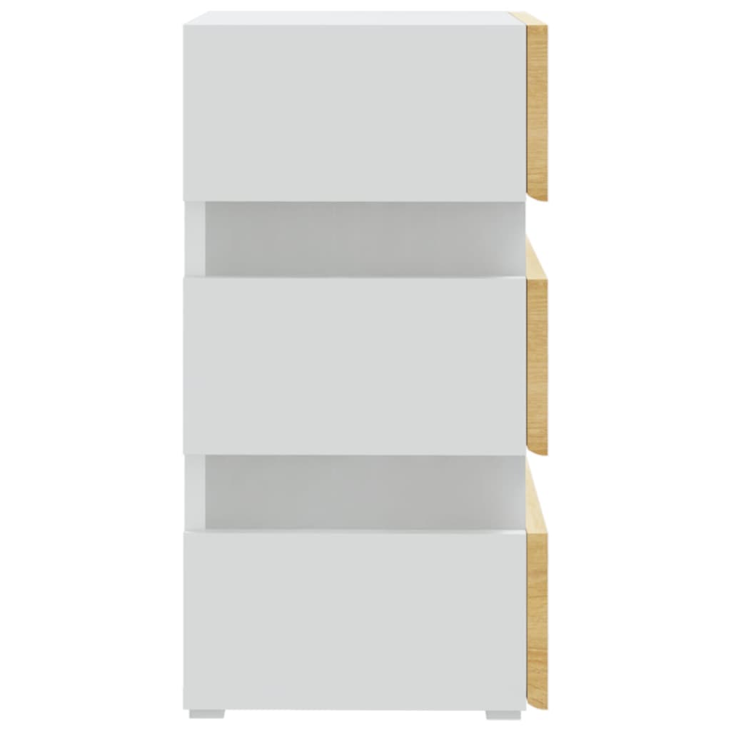 LED-Nachttisch Weiß und Sonoma-Eiche 45x35x67 cm Holzwerkstoff