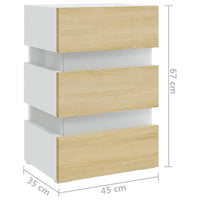 Thumbnail for LED-Nachttisch Weiß und Sonoma-Eiche 45x35x67 cm Holzwerkstoff