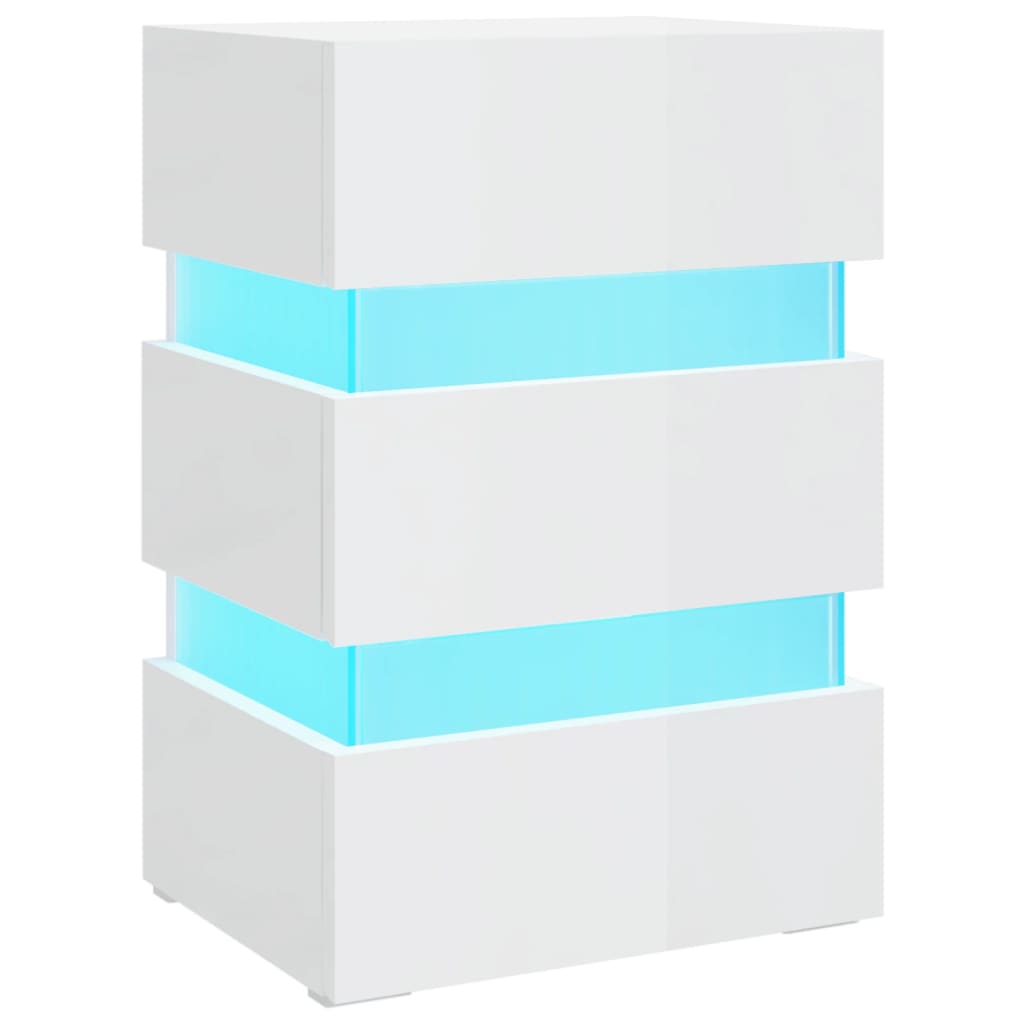 LED-Nachttisch Hochglanz-Weiß 45x35x67 cm Holzwerkstoff