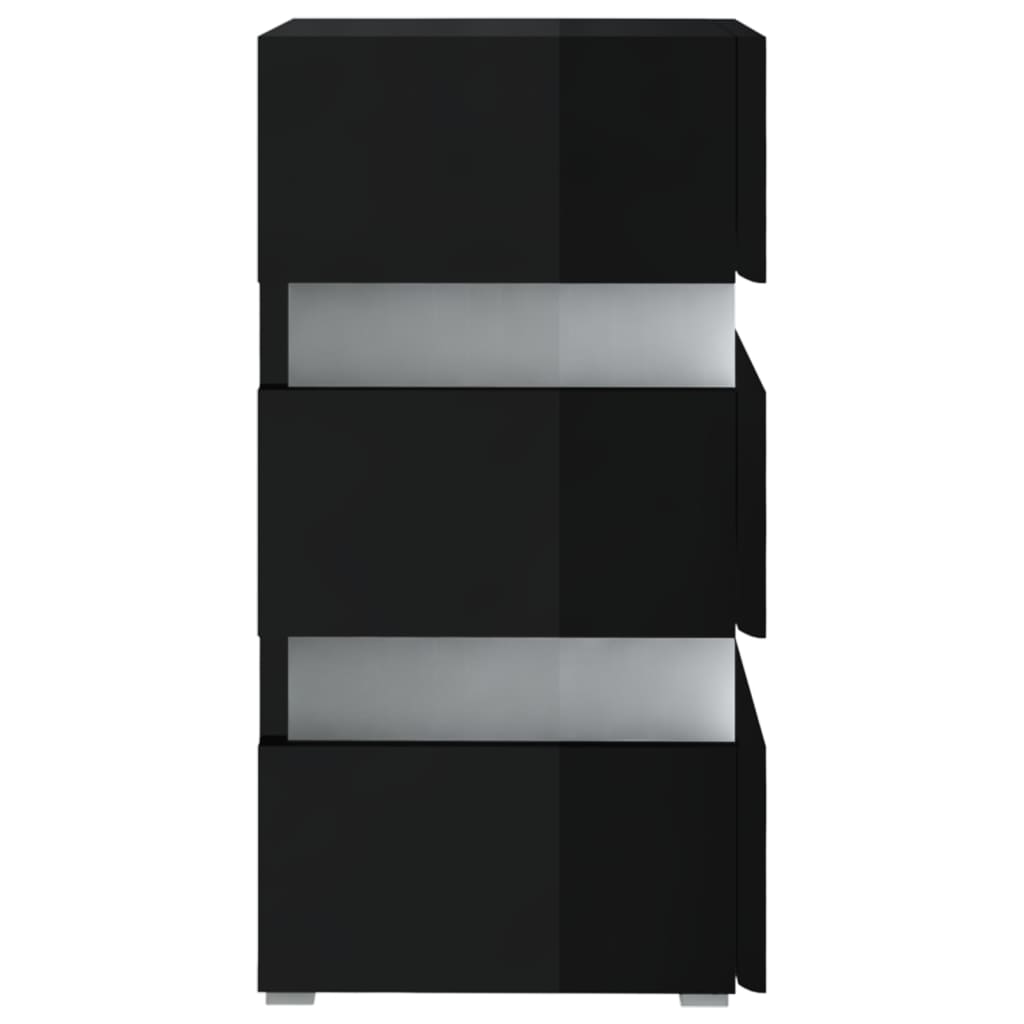 LED-Nachttisch Hochglanz-Schwarz 45x35x67 cm Holzwerkstoff