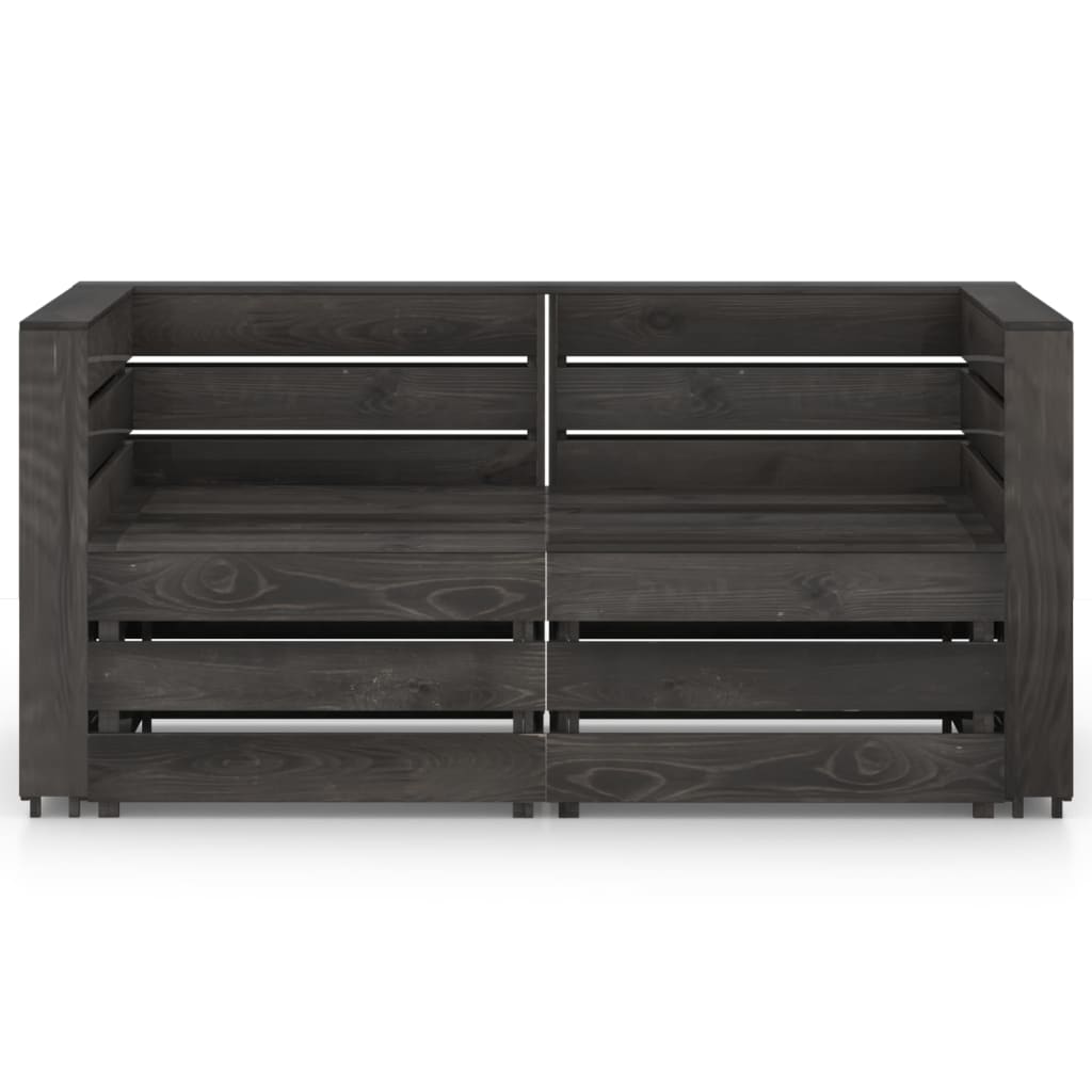 2-Sitzer-Gartensofa Grau Imprägniertes Kiefernholz