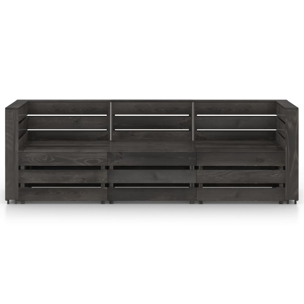3-Sitzer-Gartensofa Grau Imprägniertes Kiefernholz