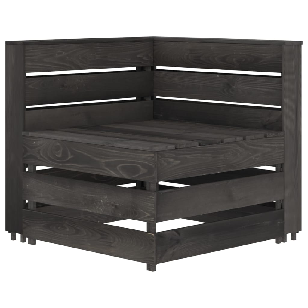 3-Sitzer-Gartensofa Grau Imprägniertes Kiefernholz