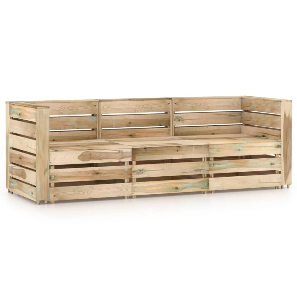 3-Sitzer-Gartensofa Grün Imprägniertes Kiefernholz