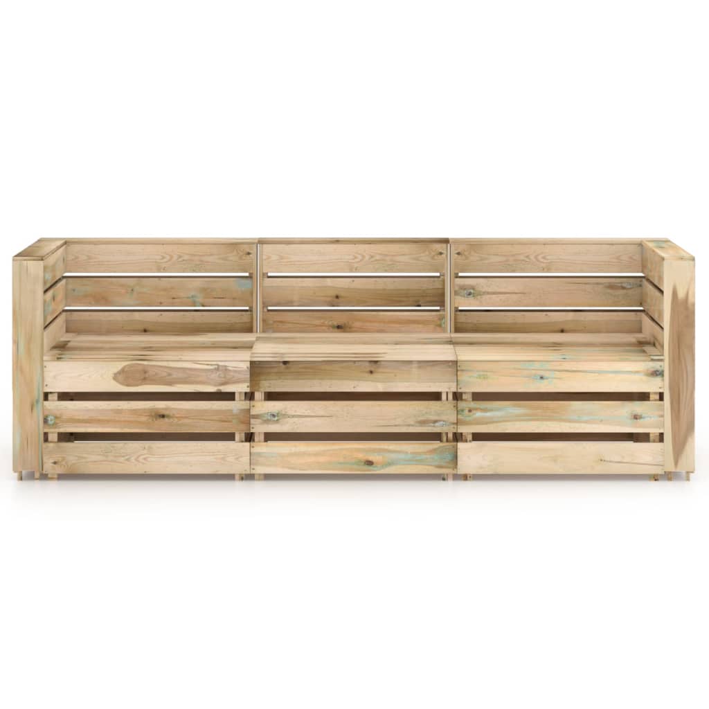3-Sitzer-Gartensofa Grün Imprägniertes Kiefernholz
