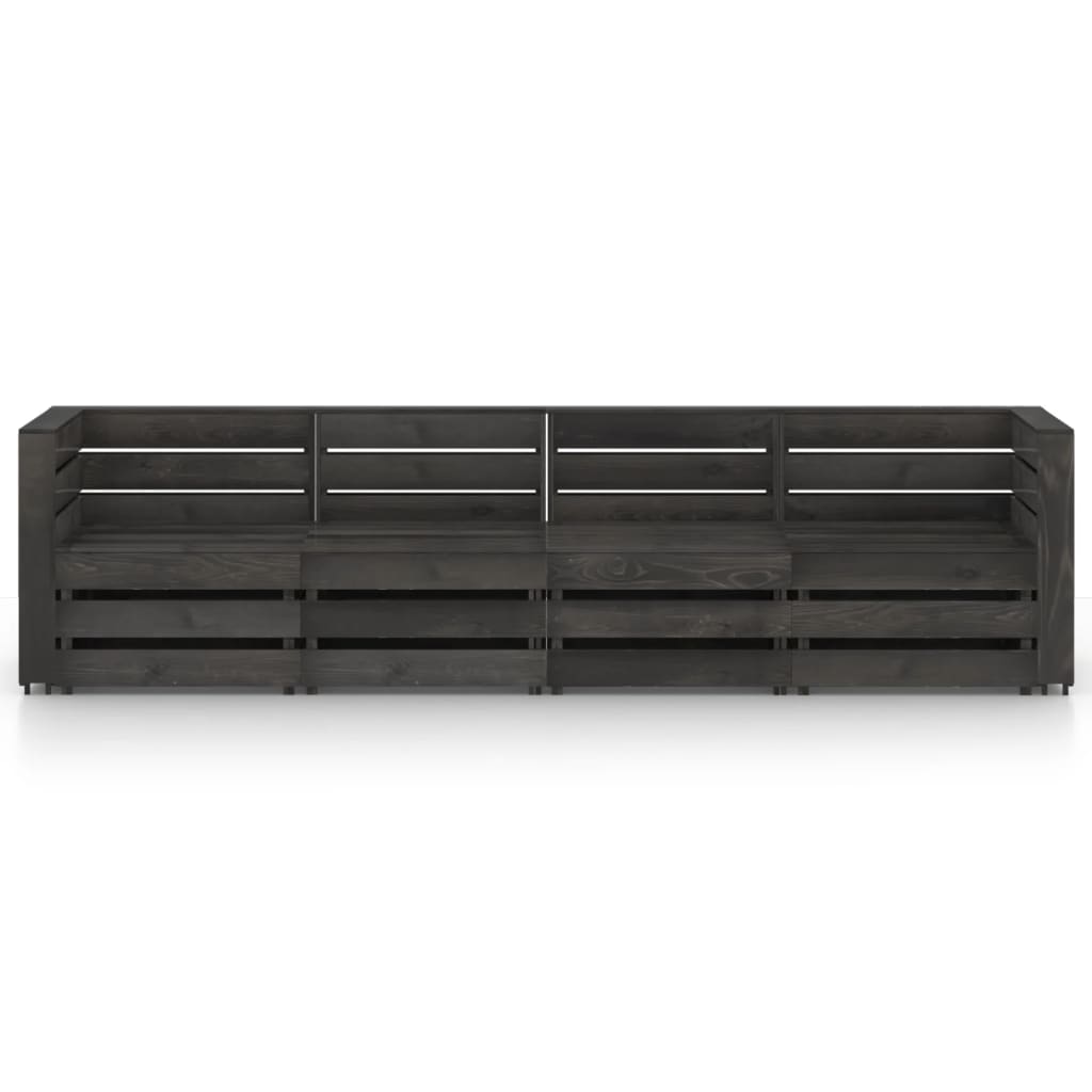 4-Sitzer-Gartensofa Grau Imprägniertes Kiefernholz