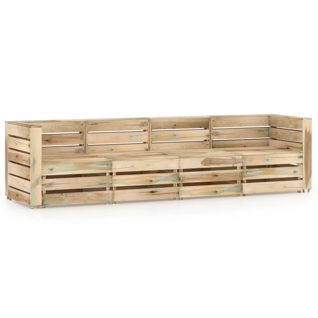 4-Sitzer-Gartensofa Grün Imprägniertes Kiefernholz