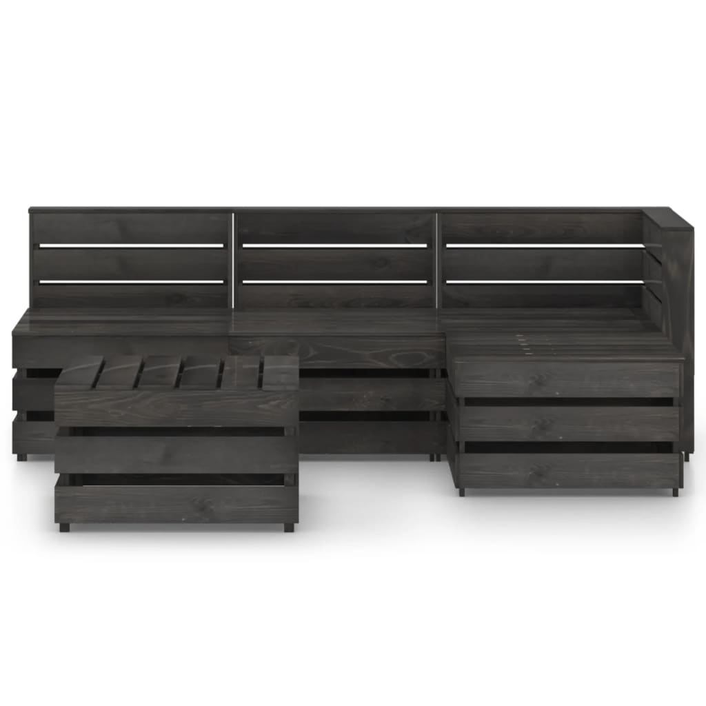 5-tlg. Garten-Lounge-Set Grau Imprägniertes Kiefernholz