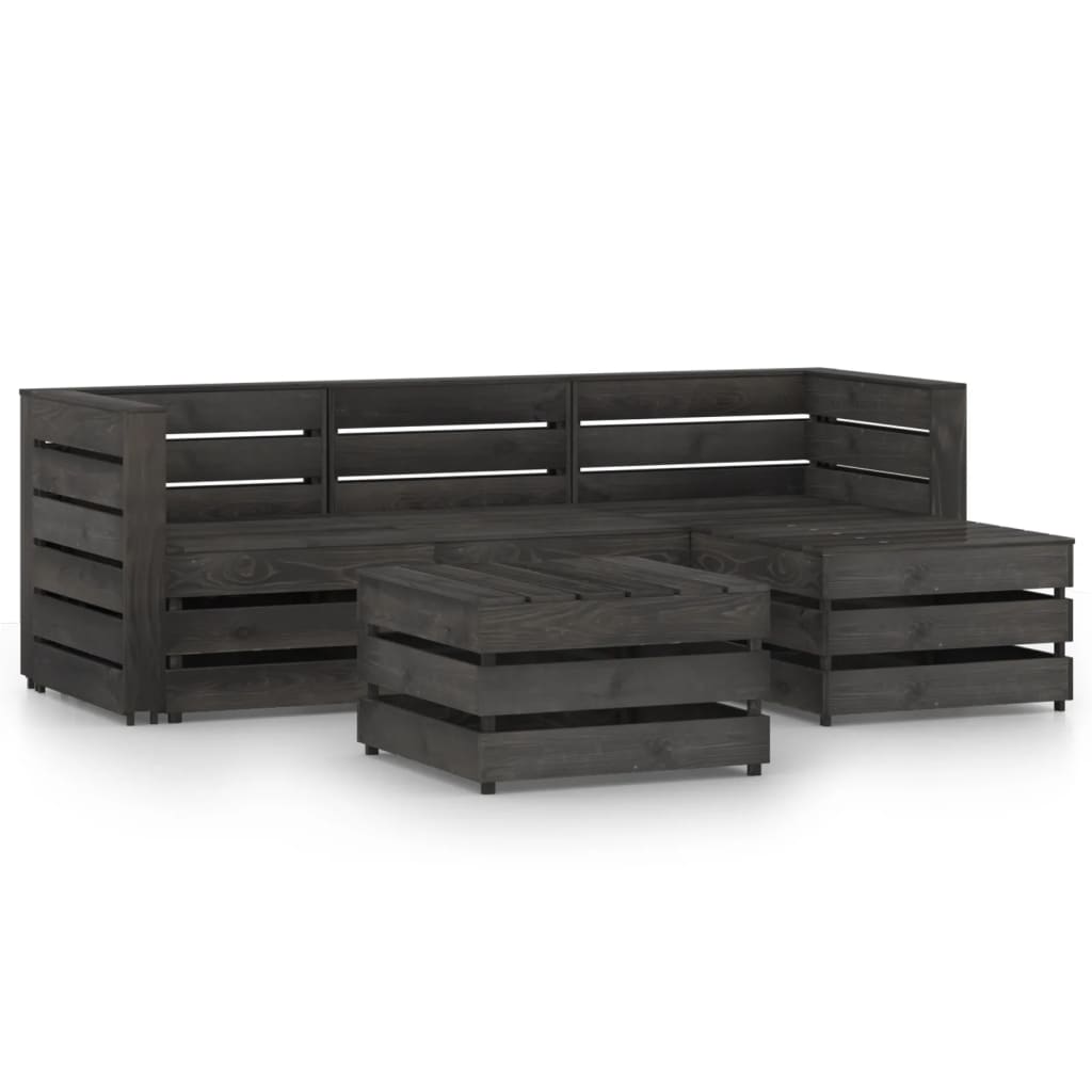 5-tlg. Garten-Lounge-Set Grau Imprägniertes Kiefernholz