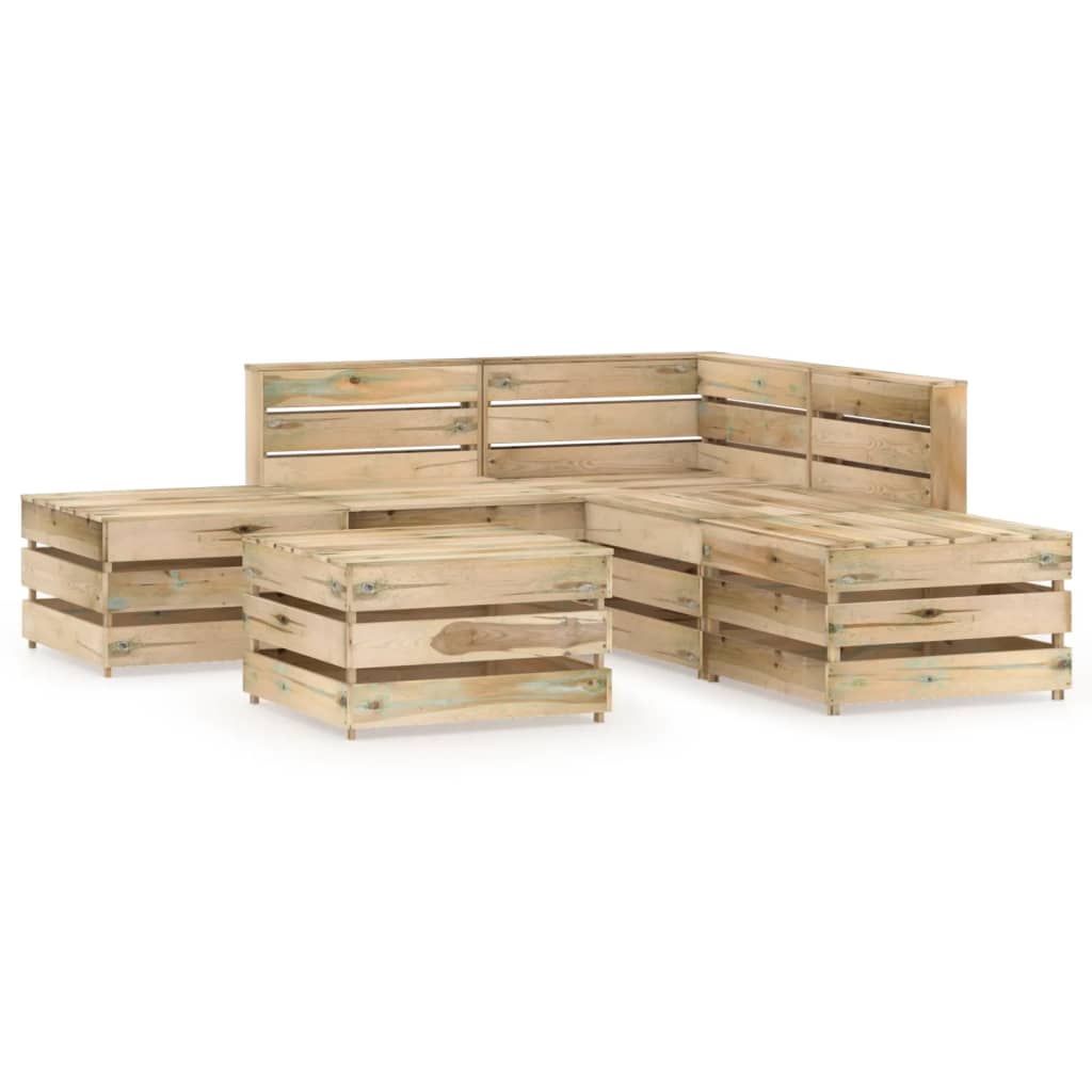 6-tlg. Garten-Lounge-Set Grün Imprägniertes Kiefernholz