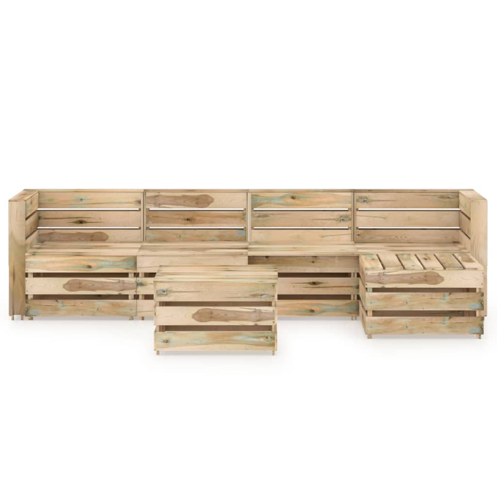 6-tlg. Garten-Lounge-Set Grün Imprägniertes Kiefernholz