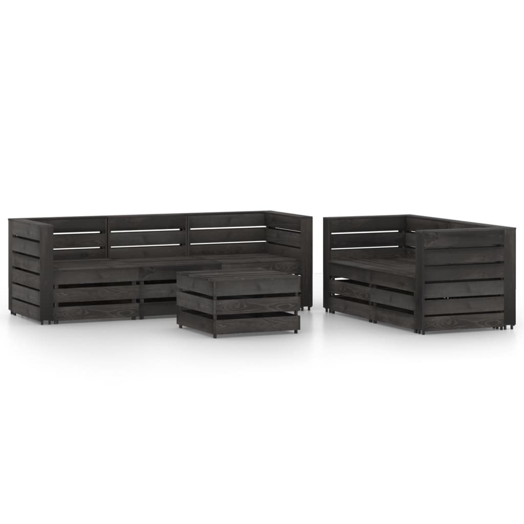 6-tlg. Garten-Lounge-Set Grau Imprägniertes Kiefernholz