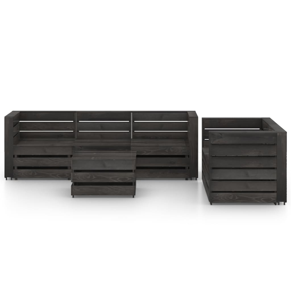 6-tlg. Garten-Lounge-Set Grau Imprägniertes Kiefernholz