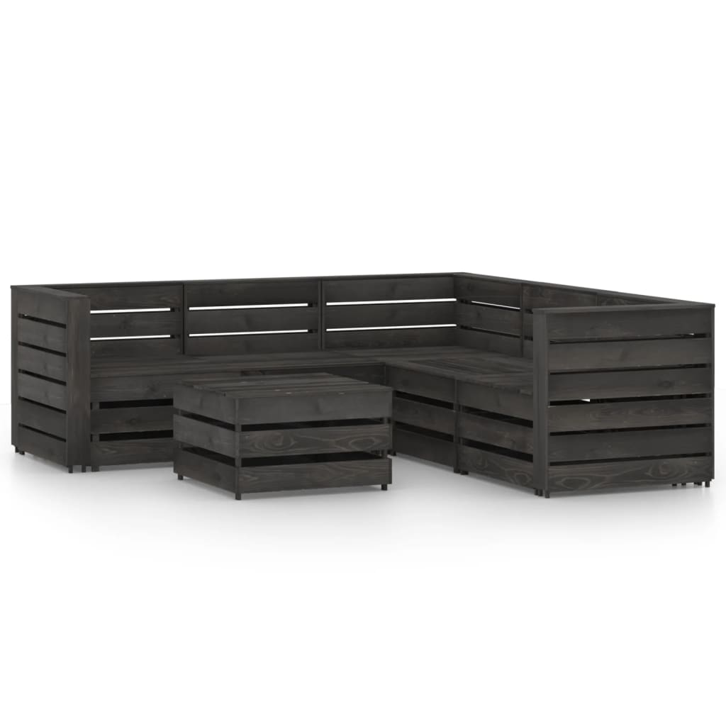 6-tlg. Garten-Lounge-Set Grau Imprägniertes Kiefernholz