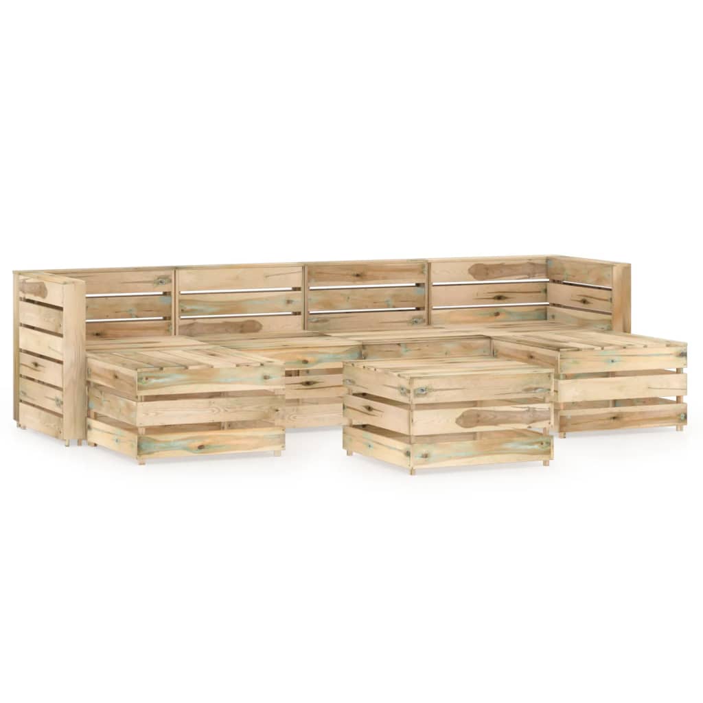 7-tlg. Garten-Lounge-Set Grün Imprägniertes Kiefernholz