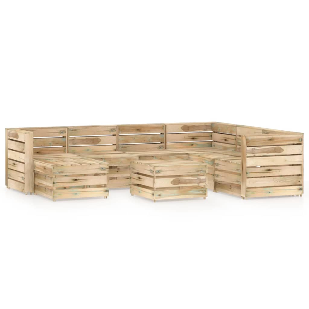 8-tlg. Garten-Lounge-Set Grün Imprägniertes Kiefernholz