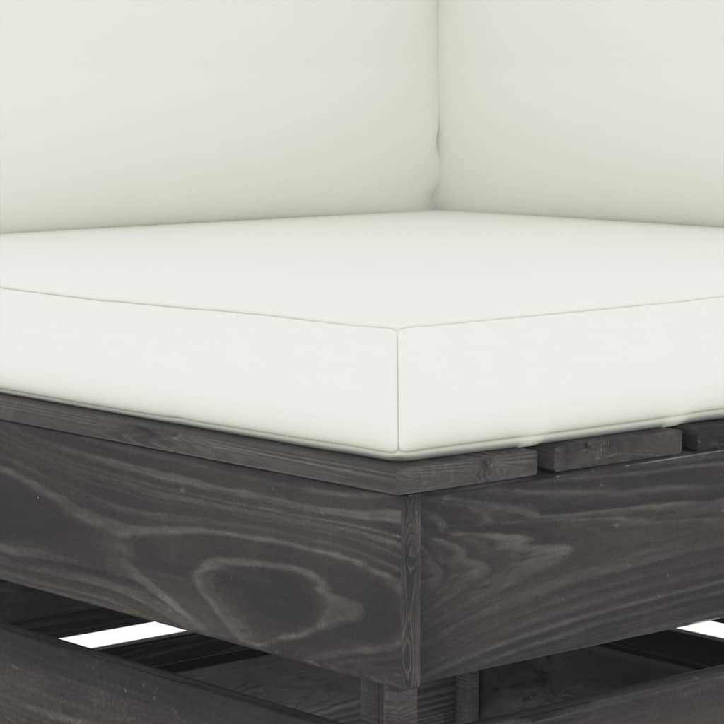 Modulares Ecksofa mit Kissen Grau Imprägniertes Holz