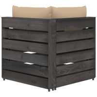 Thumbnail for Modulares Ecksofa mit Kissen Grau Imprägniertes Holz